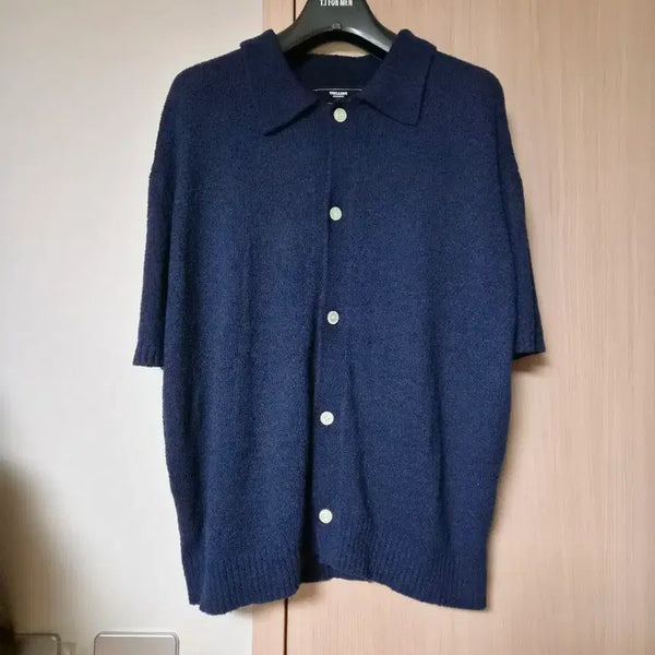 [BUNJANG] KARA Short Sleeve Knit Navy M (95, 100) / 카라 반팔 니트 네이비 m(95, 100)