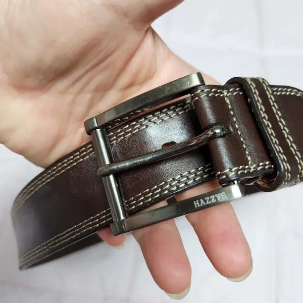 [BUNJANG] Hazzys Men's Leather Belt Brown / 헤지스 남성 가죽 벨트 브라운