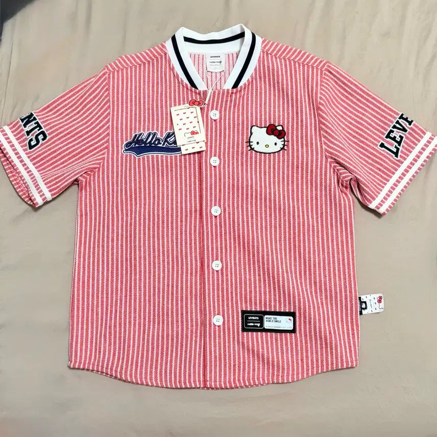[BUNJANG] Hello Kitty Stripe Baseball Jersey / 헬로키티 스트라이프 야구 저지
