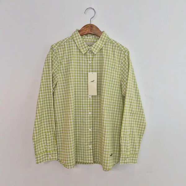 [BUNJANG] Crocodile Lime Gingham Check Cotton Shirt / CROCODILE 일본판 라임 깅엄 체크 코튼 셔츠 새상품