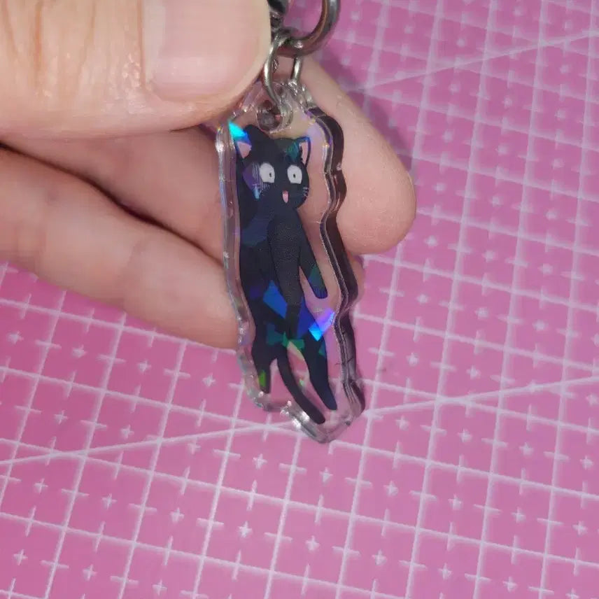 [BUNJANG] Black Cat Prism Acrylic Keyring / 검은고양이 프리즘 아크릴 키링