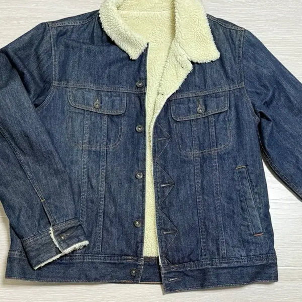 [BUNJANG] GU Blue Denim Sherpa Lined Jacket / GU 청색 데님 양털 안감 자켓