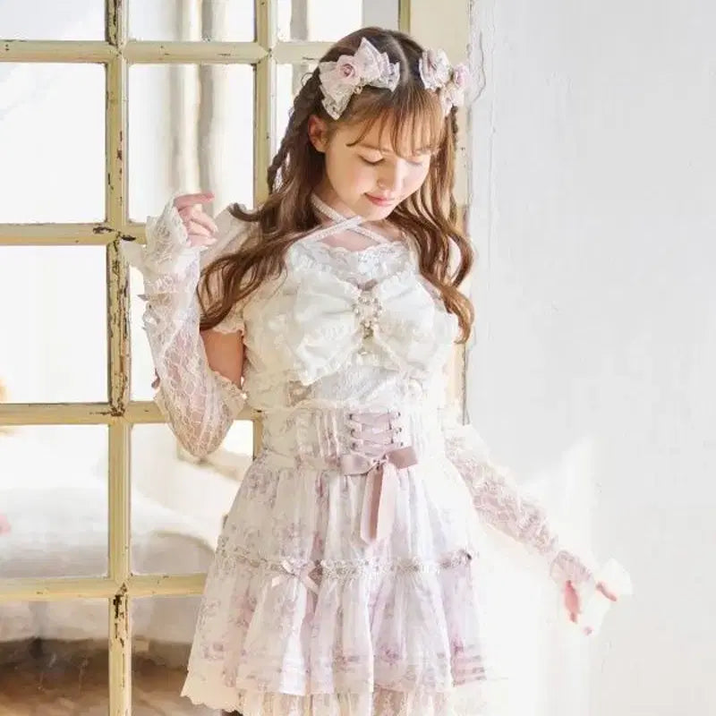 [BUNJANG] LIZ LISA Bustier Arm Warmer Blouse Set / LIZ LISA 리즈리사 뷔스티에 암워머 블라우스