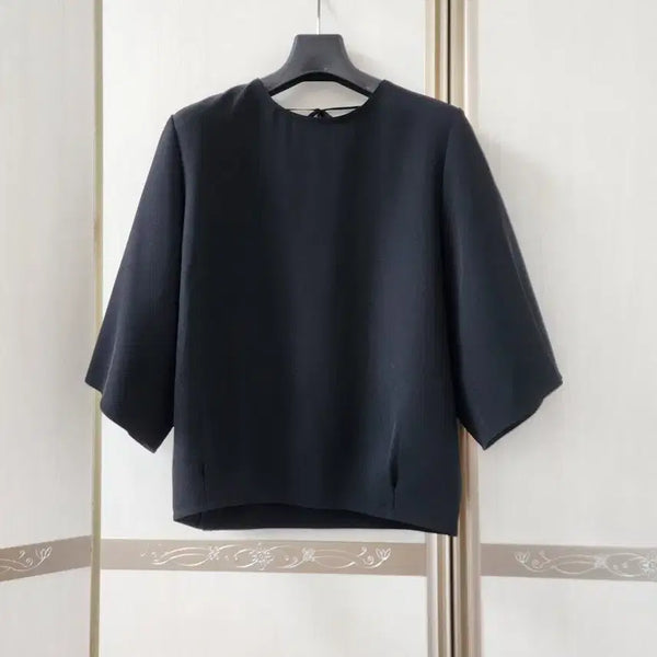 [BUNJANG] Time (Time) Back Strap Panel Wrap Top Blouse / 한섬 타임 백 스트랩 패널 랩 탑 블라우스. 새상품