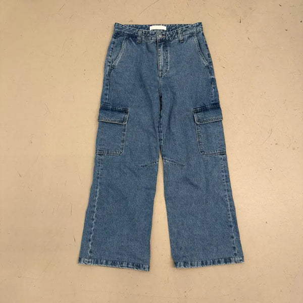 [BUNJANG] Plac Light Wash Denim Cargo Pants / 플랙 연청 데님 카고 팬츠