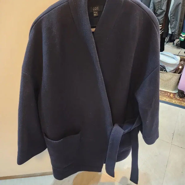 [BUNJANG] COS Navy Wool Blend Wrap Coat Size S / COS 네이비 울 혼방 랩 코트 S