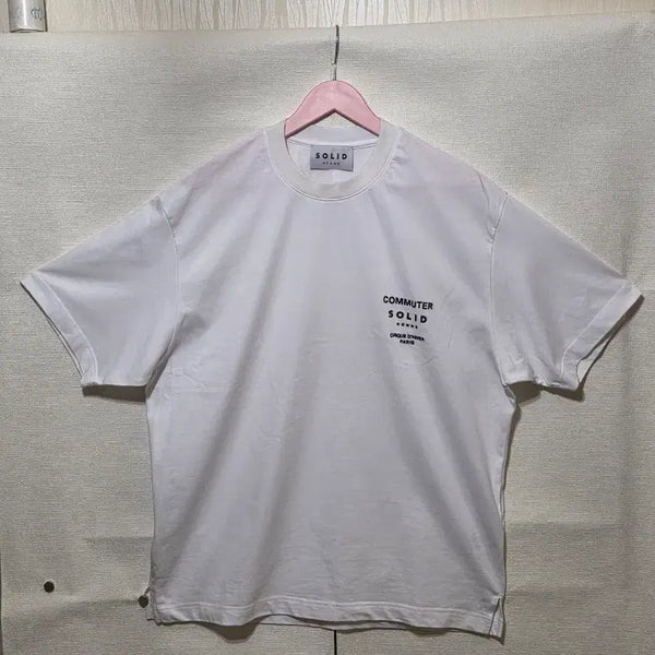 [BUNJANG] Solid Homme White Cotton Short Sleeve T-Shirt Size 46 / 정품 솔리드옴므 화이트 코튼 반팔티 46