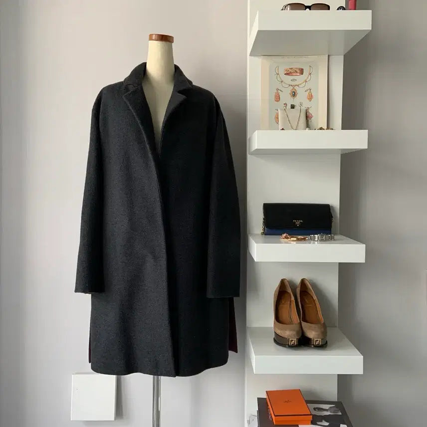[BUNJANG] TIME Charcoal Wool Midi Coat / 55 타임(TIME) 차콜 울 미디 코트