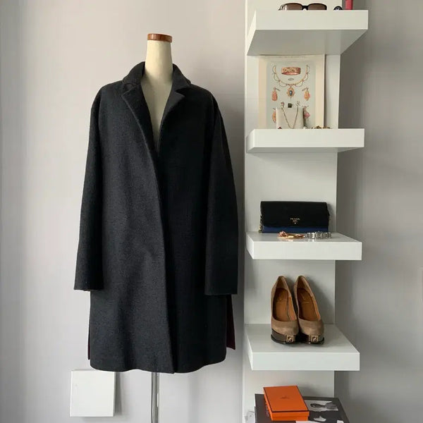 [BUNJANG] TIME Charcoal Wool Midi Coat / 55 타임(TIME) 차콜 울 미디 코트