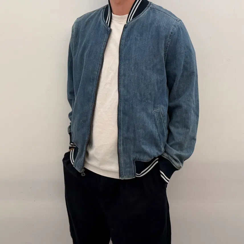 [BUNJANG] Tommy Hilfiger Denim Bomber Jacket / 타미힐피거 데님 봄버 자켓