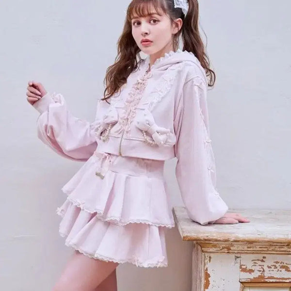 [BUNJANG] Liz Lisa Ribbon Parka Setup Set / LIZ LISA 리즈리사 리본 파카 셋업