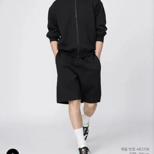 [BUNJANG] Uniqlo Sweat Wide Short Pants Black / 유니클로 스웨트와이드 숏팬츠 블랙