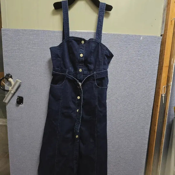 [BUNJANG] Denim Dungaree Dress / 청청 데님 멜빵 원피스55