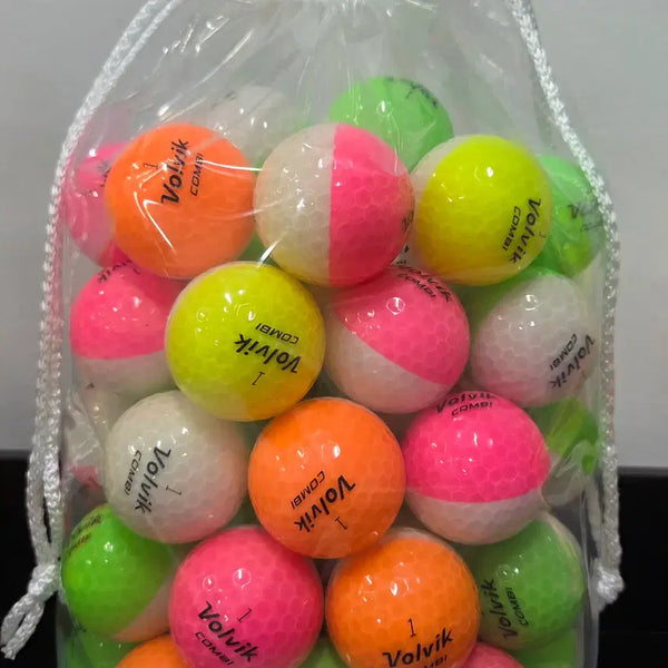 [BUNJANG] Volvik Combi Crystal A-Grade 3-Piece Half-and-Half Color Used Golf Balls (50pc) / 볼빅 콤비 A급 3피스 크리스탈 반반볼 50구 컬러 로스트볼 중고골프공