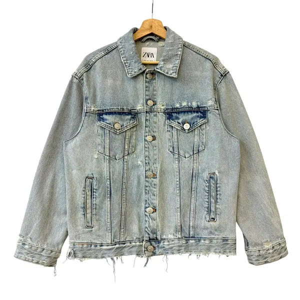[BUNJANG] Zara Distressed Oversized Denim Jacket S / 자라 디스트로이드 오버핏 데님 자켓 S 정품