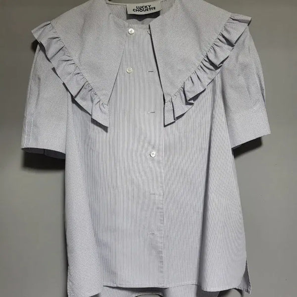 [BUNJANG] Lucky Chouette Striped Collar Blouse / 럭키슈에뜨 카라 블라우스 36