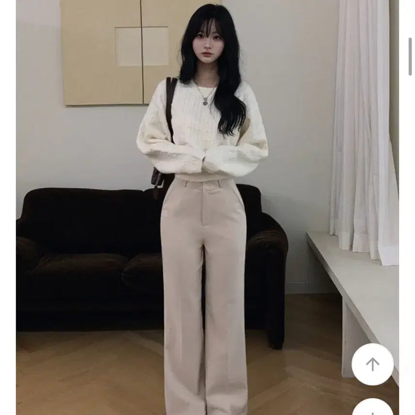 [BUNJANG] Made Beige Wide Straight Span Mochi Slacks / made 베이지 와이드 스트레이트 스판 쫄깃 모찌 슬랙스