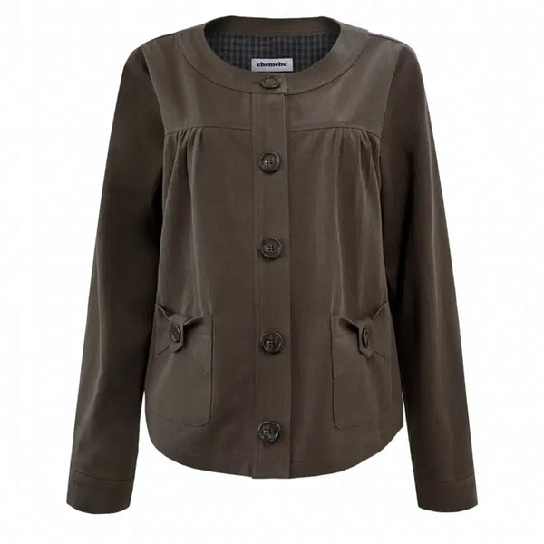 [BUNJANG] Chemecci Bow Jacket (Brown) / 체메씨 보우자켓 BLUSH BOW ROUND JACKET (BROWN)