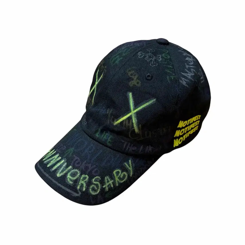 [BUNJANG] Motipast Basic Flag Ball Cap Hat (Graffiti Version - Black/Neon) / 모티패스트 베이직 플래그 볼캡 모자 그래피티 버전 (블랙/네온)