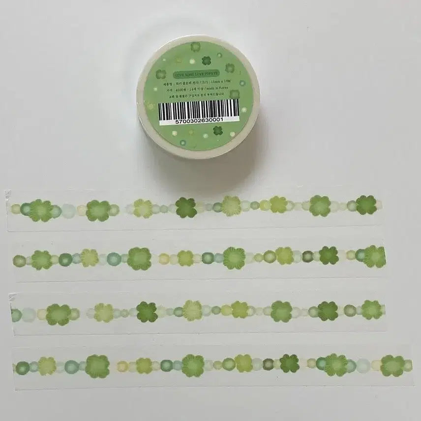 [BUNJANG] Lucky Clover Candy Masking Tape 10M / [러브송러브뽀빠이] 럭키 클로버 캔디 마스킹테이프 10M 통마테 다꾸 띵 마테띵
