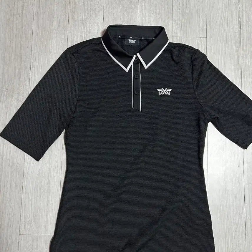 [BUNJANG] PXG Women's Basic 5-Sleeve Collar T-Shirt Black S / PXG 여성 여름 베이직 5부 소매 카라티 블랙 S(90)