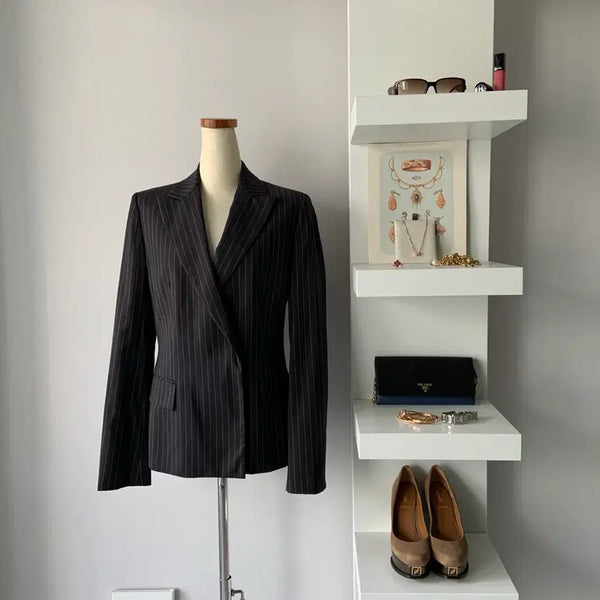 [BUNJANG] TIME Stripe Wool Blazer Jacket / 55 타임(TIME) 스트라이프 울 자켓