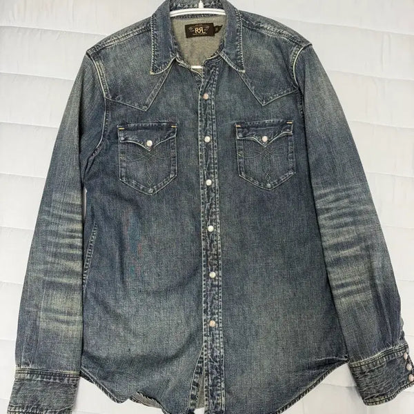 [BUNJANG] RRL Denim Western Shirt M / [RRL, 더블알엘] 데님 웨스턴 셔츠 M사이즈