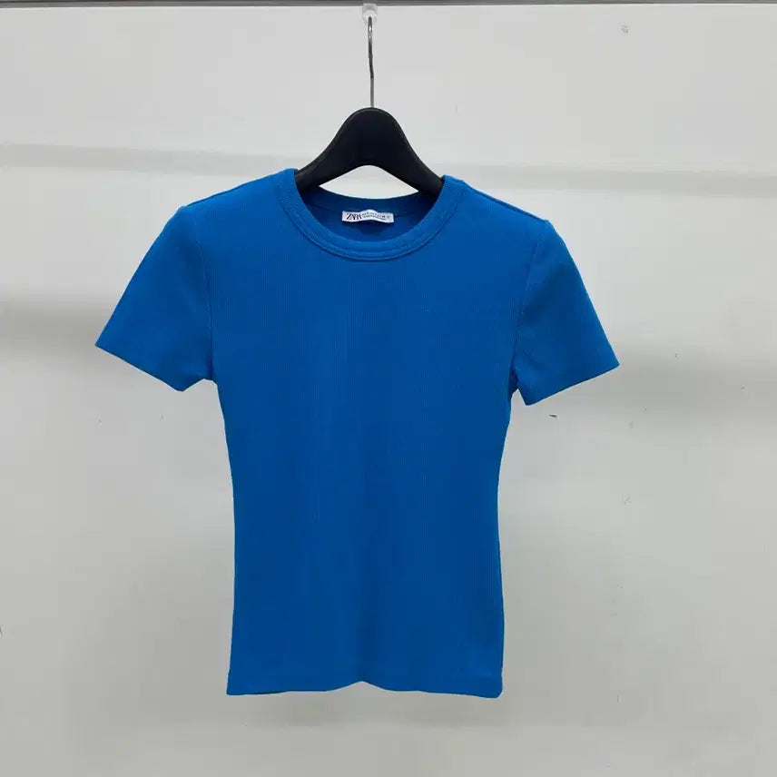 [BUNJANG] Zara Ribbed Short-Sleeve T-Shirt Blue / 자라 리브드 반팔 골지 티셔츠 블루 (44추천 )