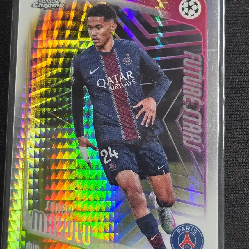 [BUNJANG] 25/26 Topps Chrome PSG Sani Maulu Refractor Soccer Card / 25/26탑스크롬 UCC PSG 세니 마율루 프리즘 리플랙터 축구카드