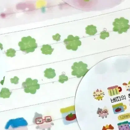 [BUNJANG] Beotti Clover Wave Masking Tape 5M / [버띠] 클로버물결 마스킹테이프 5M 통마테 다꾸 띵 마테소분
