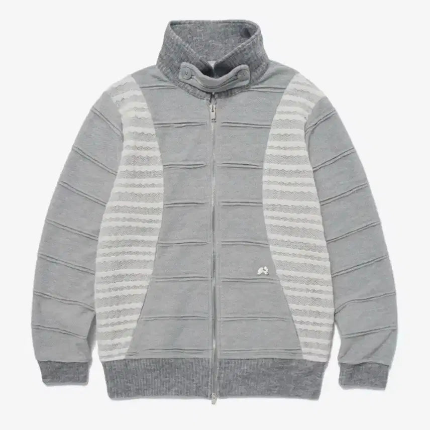 [BUNJANG] Hug Your Skin Flap Knit Zip-Up Grey / 허그유어스킨 플랩 니트 집업 그레이