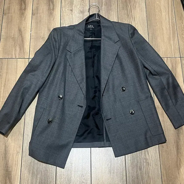 [BUNJANG] A.P.C. Gray Double-Button Wool 100% Jacket / A.P.C. 간절기 더블 버튼 재킷 그레이 셋업 울100