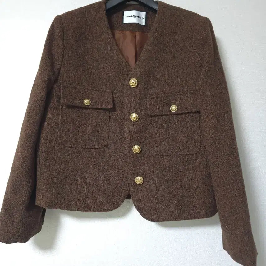 [BUNJANG] Karl Lagerfeld Brown Tweed Jacket / 칼 라거펠트 브라운 트위드 자켓55