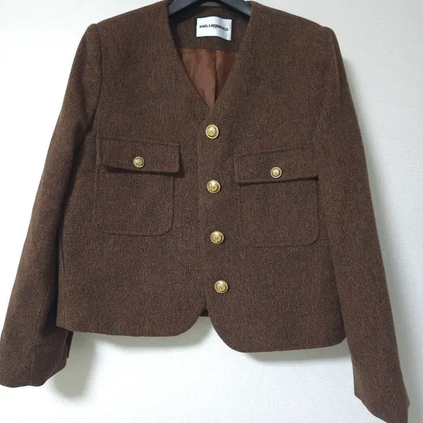 [BUNJANG] Karl Lagerfeld Brown Tweed Jacket / 칼 라거펠트 브라운 트위드 자켓55