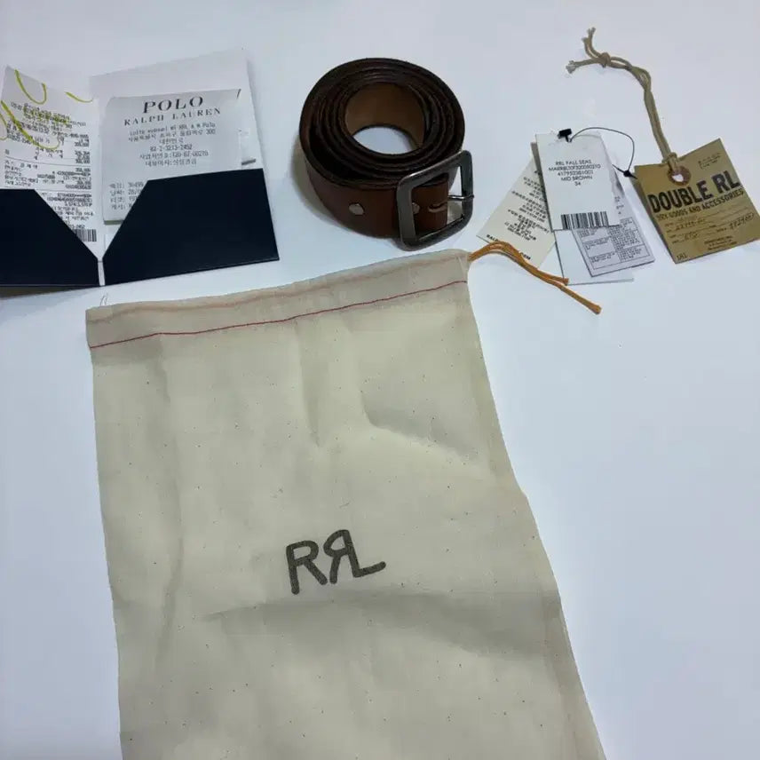 [BUNJANG] RRL Hand-Burnished Leather Belt / RRL 더블알엘 핸드버니시 레더 벨트 34 탄 새상품