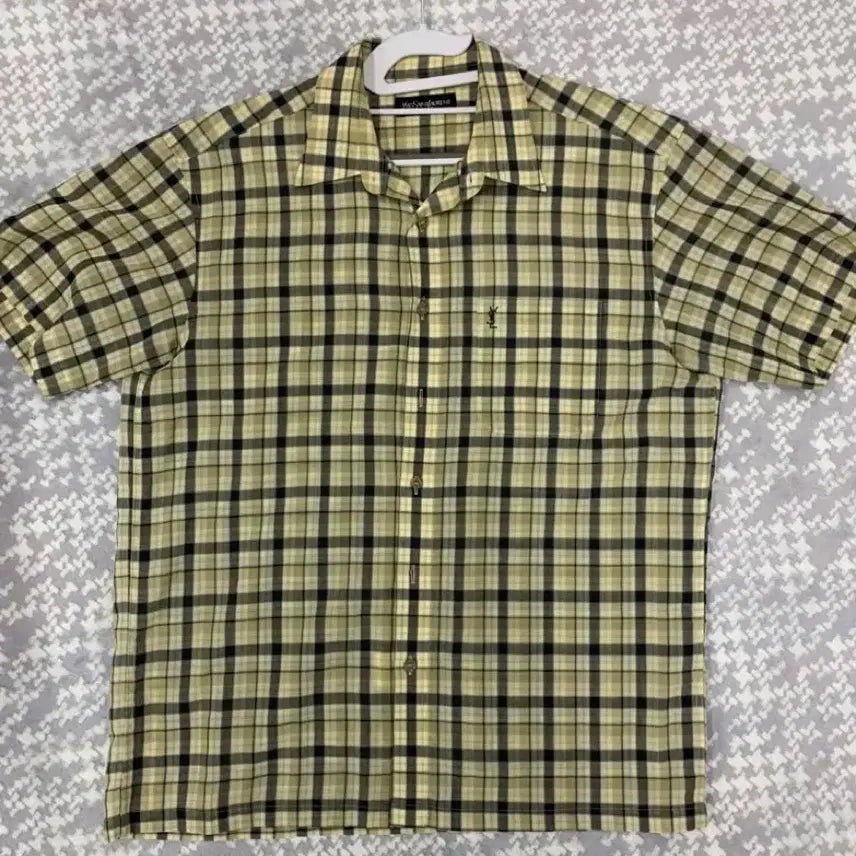 [BUNJANG] Saint Laurent Check Short Sleeve Shirt Size 105 / 입생로랑 체크 반팔 셔츠 105