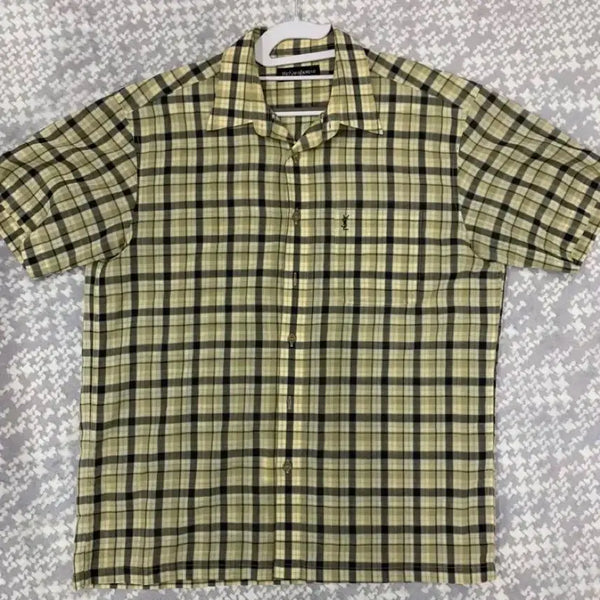 [BUNJANG] Saint Laurent Check Short Sleeve Shirt Size 105 / 입생로랑 체크 반팔 셔츠 105