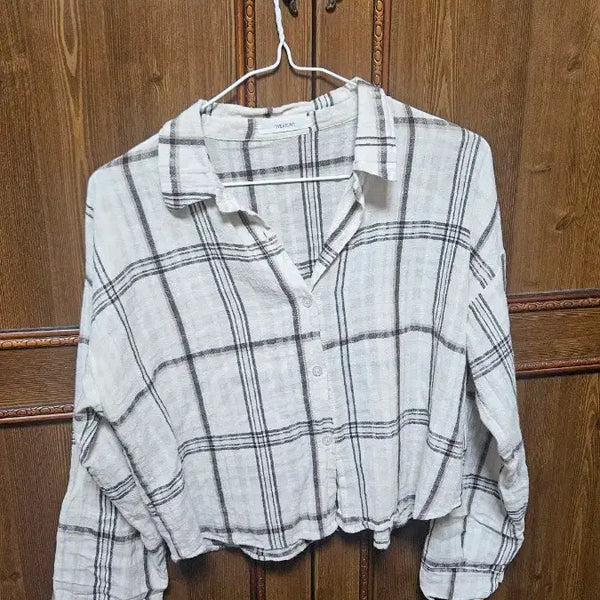 [BUNJANG] Overtone Check Crop Shirt / overtone 체크 크롭 셔츠