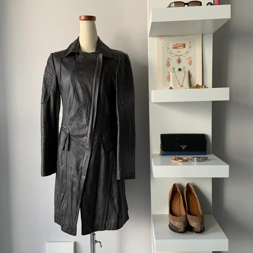[BUNJANG] Robo Premium Real Lambskin Leather Long Coat / [55] 로보(Robo) 프리미엄 리얼 양가죽 롱 코트