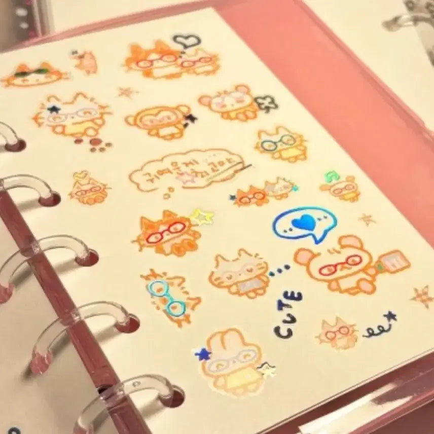 [BUNJANG] Bertie Cat Kiss Cut Stickers / 버띠 안경냥냥희 키스컷
