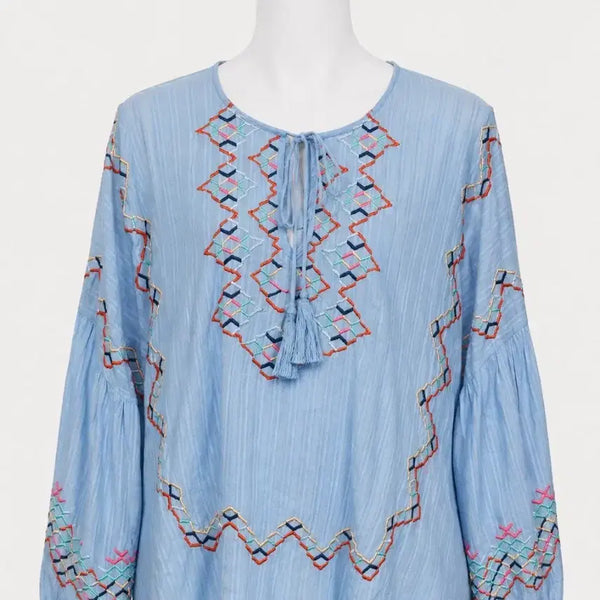 [BUNJANG] Essentiel Antwerp Embroidered Tassel Blouse / [XS] 에센셜 엔트워프 자수 태슬 블라우스