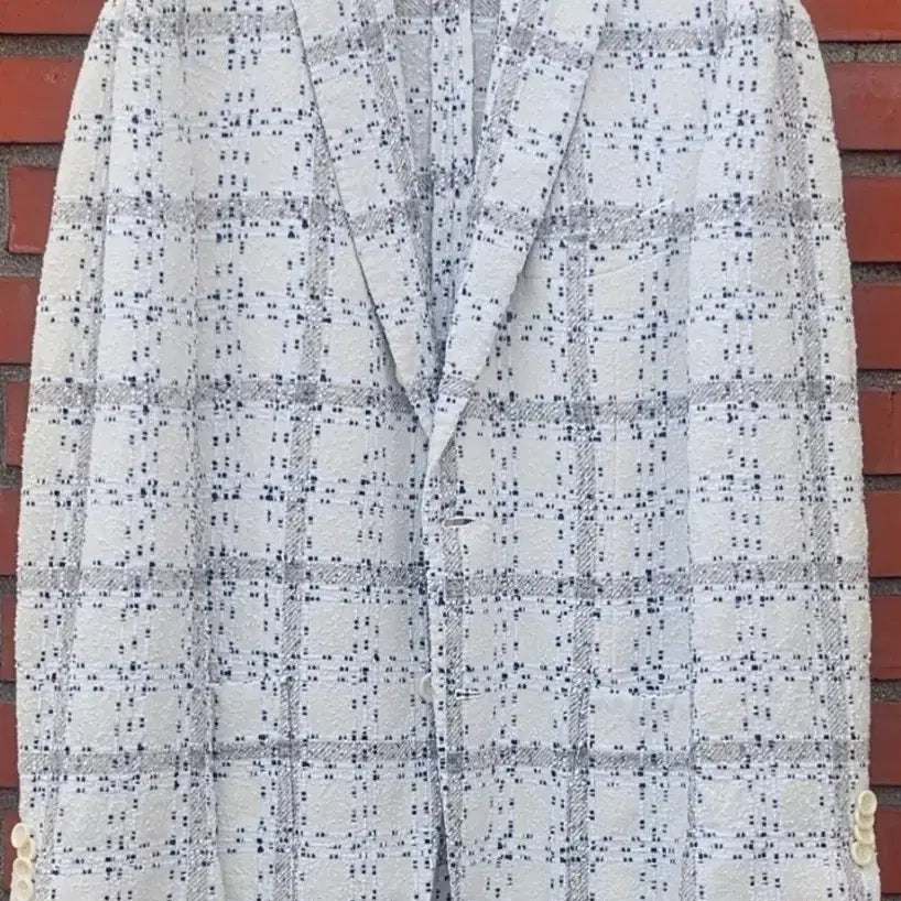 [BUNJANG] Pal Zileri Linen Tweed White Check Jacket / 빨질레리(PAL ZILERI) 린넨 트위드 체크 자켓(춘,추,초여름,간절기용 - Used A급 이상)