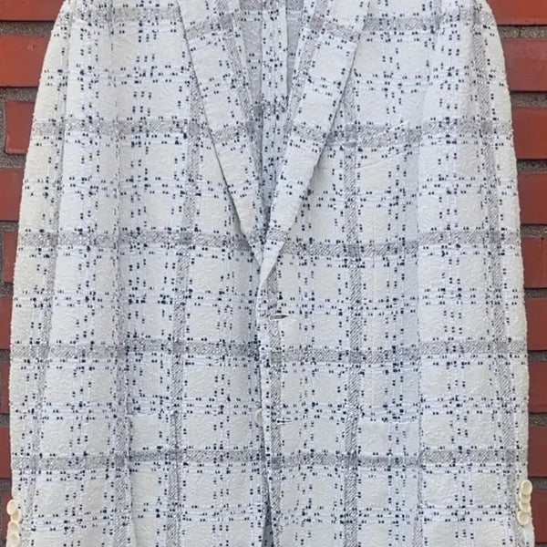 [BUNJANG] Pal Zileri Linen Tweed White Check Jacket / 빨질레리(PAL ZILERI) 린넨 트위드 체크 자켓(춘,추,초여름,간절기용 - Used A급 이상)