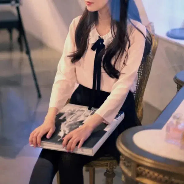 [BUNJANG] MilkCocoa Amelie Line Tulip Blouse Bundle Set (Pink & White) / 희귀 밀크코코아 아멜리에 Amelie Line Tulip Blouse  2장 일괄