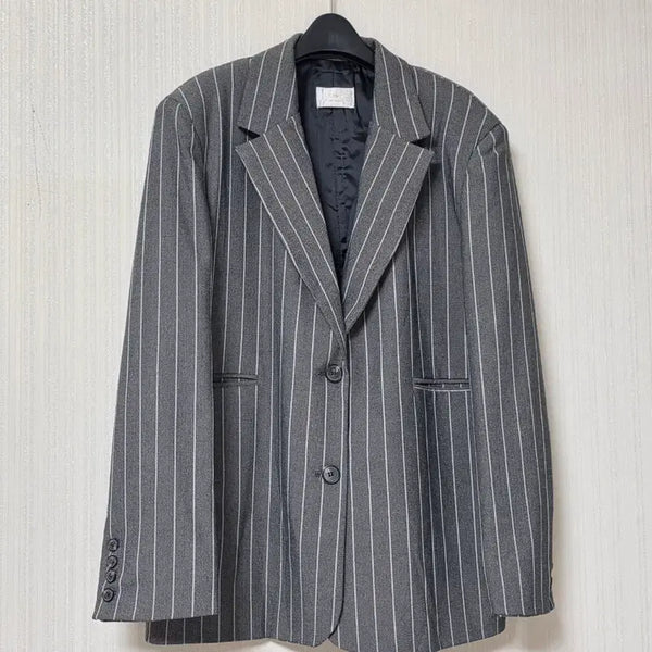 [BUNJANG] Striped Oversized Daddy Fit Jacket / 스트라이프 오버핏 자켓 대디핏