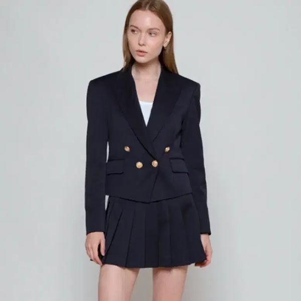 [BUNJANG] Mousoleum Tailored Crop Suit Jacket Navy / 마우솔레움 테일러드 크롭 수트 자켓 네이비