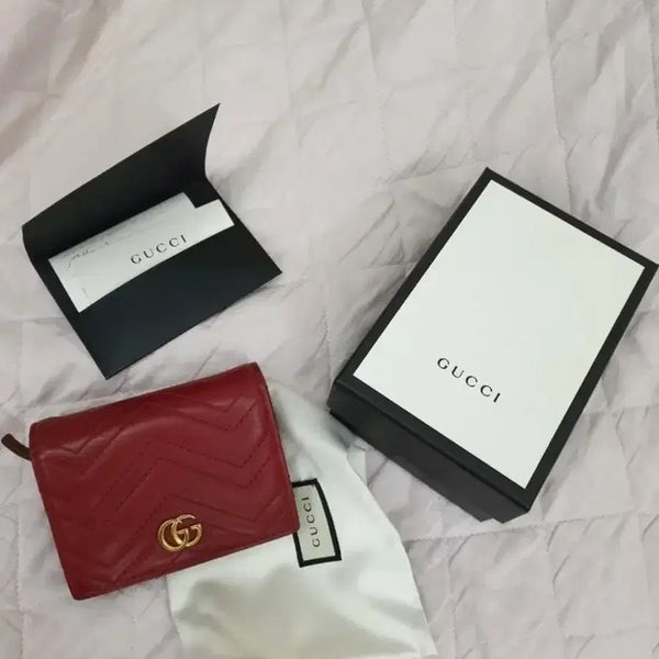[BUNJANG] Gucci Marmont Matelassé Wallet Red / 매장 정품(풀구성) 구찌 마몬트 마틀라세 지갑 레드