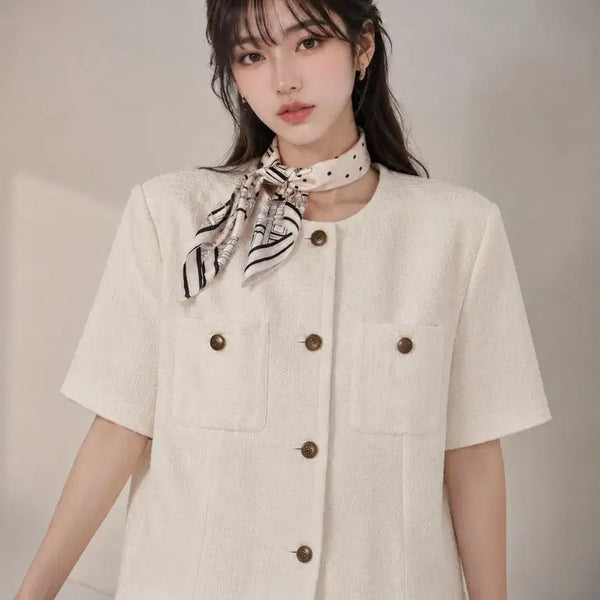 [BUNJANG] CLOVIS Tweed Short Sleeve Jacket M / CLOVIS(클라비스) 트위드 반팔 자켓 M