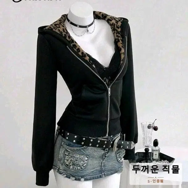 [BUNJANG] Elamimi Leopard Gyaru Hoodie / 쉬인 Elamimi 오네갸루 레오파드  갸루후드티 리즈리사 새상품