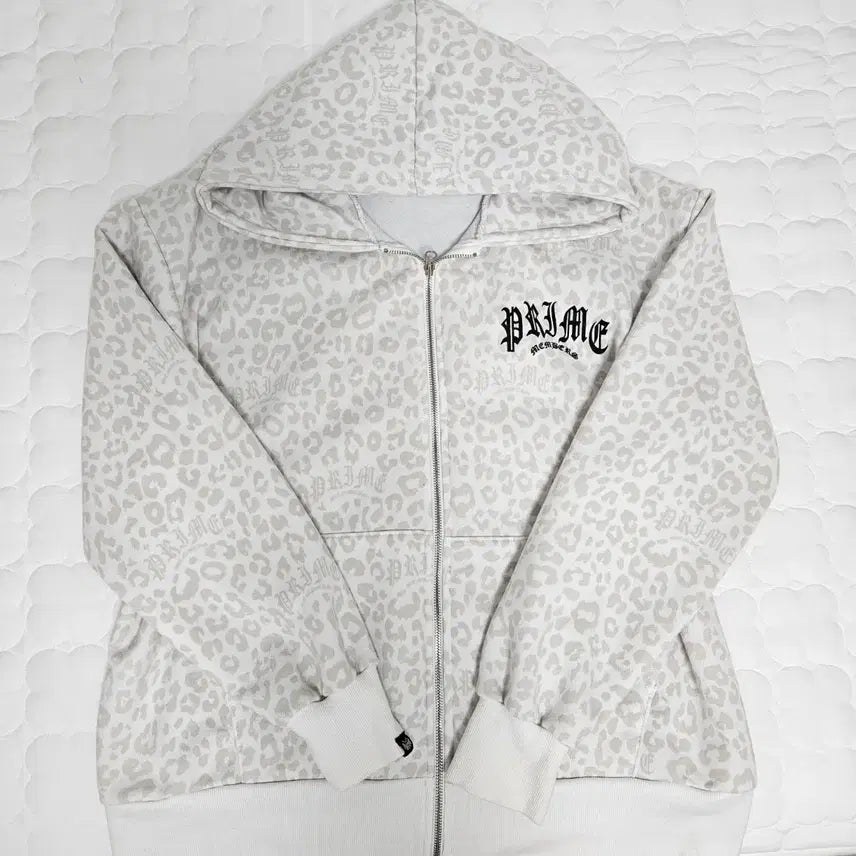 [BUNJANG] Prime Members Leopard Hooded Zip-Up Jacket / 프라임멤버스레오파드후드집업힙합갸루펑크